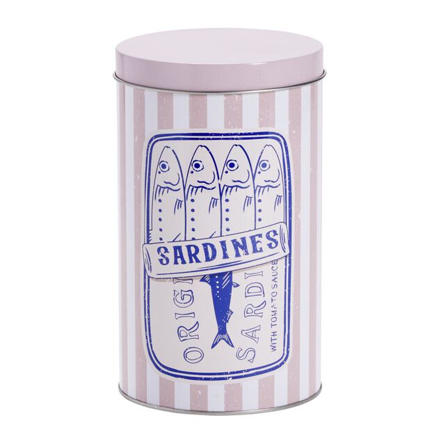 Bo&icirc;te en m&eacute;tal 1,8L ronde d&eacute;cor marin &Oslash;11xH18,5cm (3 mod&egrave;les)