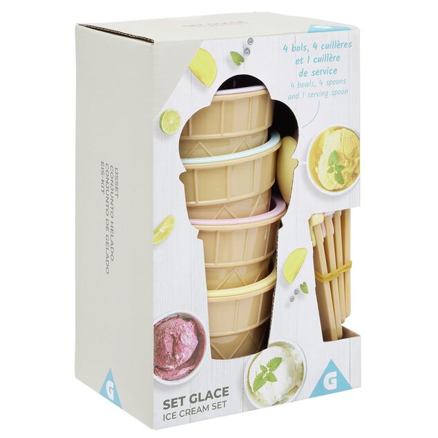 Bol et cuill&egrave;re &agrave; glace x4