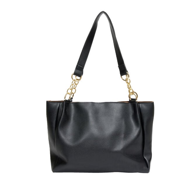 Sac femme fourre-tout simili anse cha&icirc;ne dor&eacute;e 33x11xH24cm - 2 mod&egrave;les noir ou beige