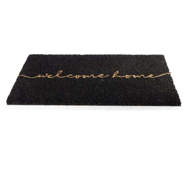 Tapis d'entr&eacute;e int&eacute;rieur grattant Welcome Home 40x60cm coco et PVC noir