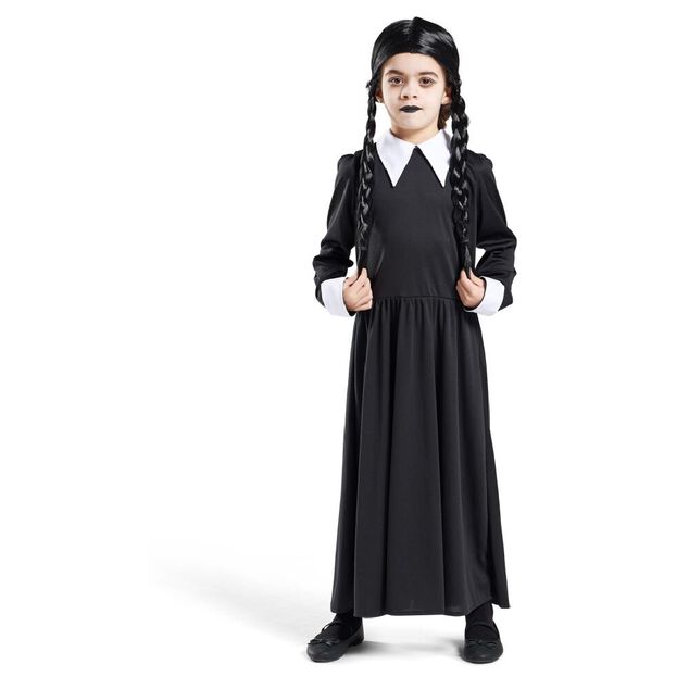 D&eacute;guisement enfant Mercredi Addams robe et col 7/10 ans