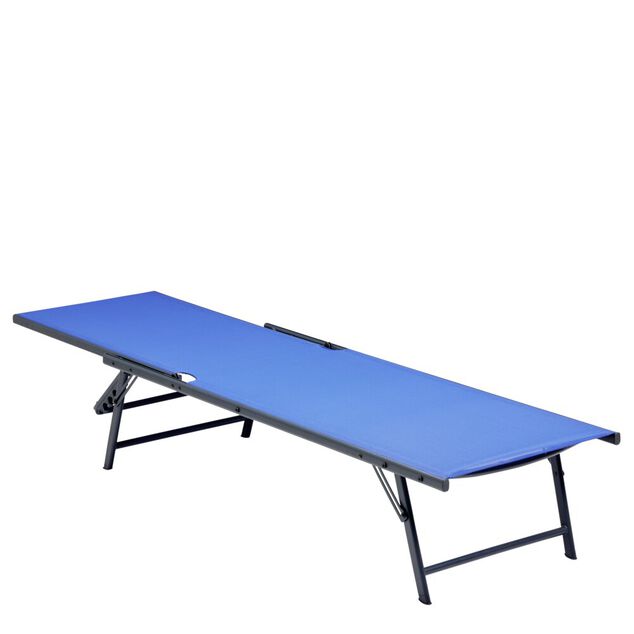 Bain de soleil Dream 5 positions acier et textil&egrave;ne bleu 181x54xH33-86cm