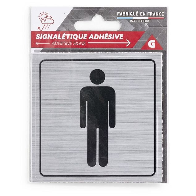 Signal&eacute;tique adh&eacute;sive "WC homme" - 8x8 cm