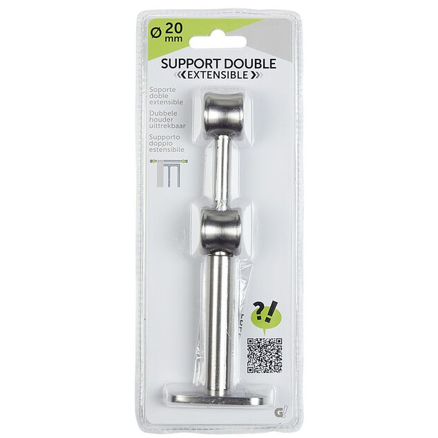 Support double extensible pour tringle gris m&eacute;tal