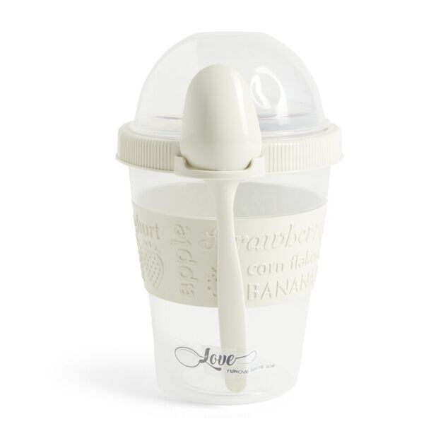 Pot &agrave; yaourt avec cuill&egrave;re lunchbox rouge ou blanc
