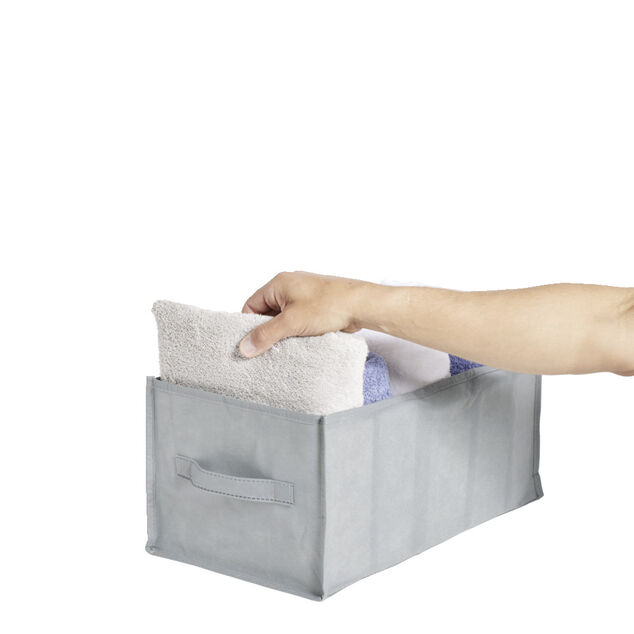 Panière de rangement dressing 5 compartiments gris 44x25xH20cm