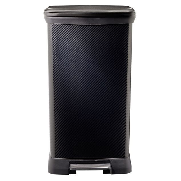 Poubelle &agrave; p&eacute;dale plastique noir carbone 50L