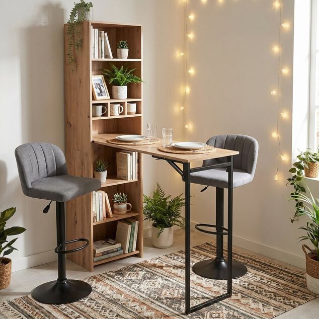 Tabouret de bar Queen 44x47x83-103cm effet velours noir