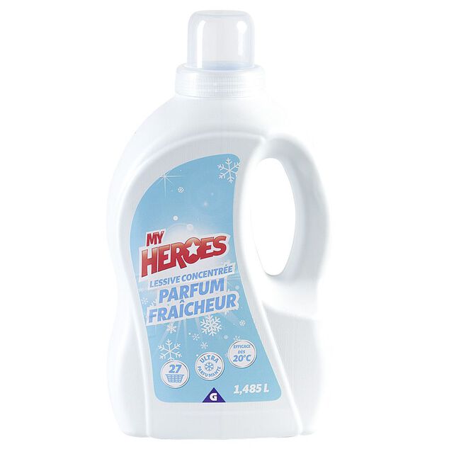 Lessive liquide concentr&eacute;e My Heroes parfum fra&icirc;cheur 27 lavages 1,485L