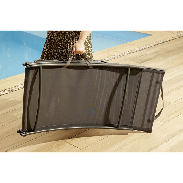 Bain de soleil Weavy acier et textil&egrave;ne gris 198x54xH50cm