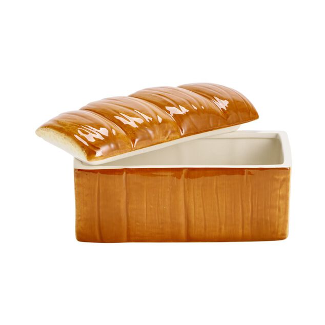 Bo&icirc;te c&eacute;ramique forme brioche marron 18,5x9,5xH9cm