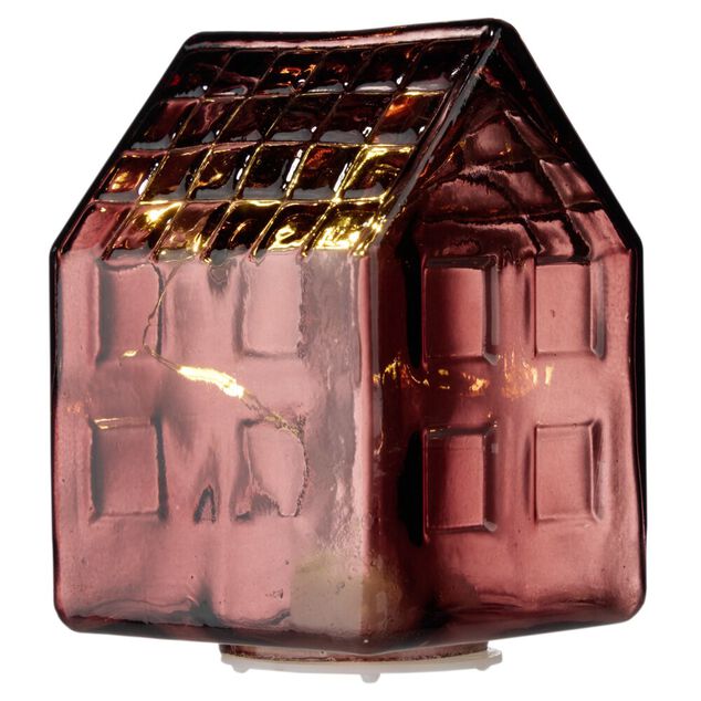 Maison d&eacute;co &agrave; poser &agrave; LED en verre 6,5x6,5xH9cm (4 mod&egrave;les)