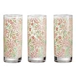 Verres haut x3 verre d&eacute;cor&eacute;s fleurs rouges 280ml
