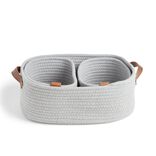 Panière de rangement coton tressé gris 38x25xH13cm - petit modèle