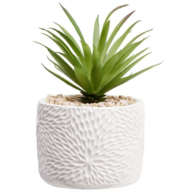 Petite plante artificielle dans pot d&eacute;co relief