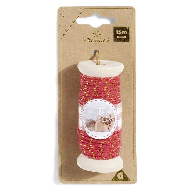 Rouleau fil coton rouge et doré 15m