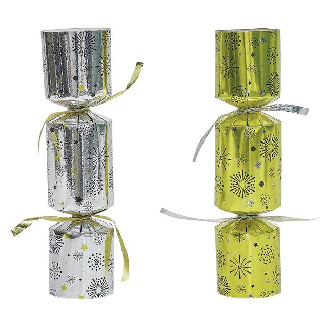 Crackers cotillons de f&ecirc;te argent&eacute; et dor&eacute; 6 personnes