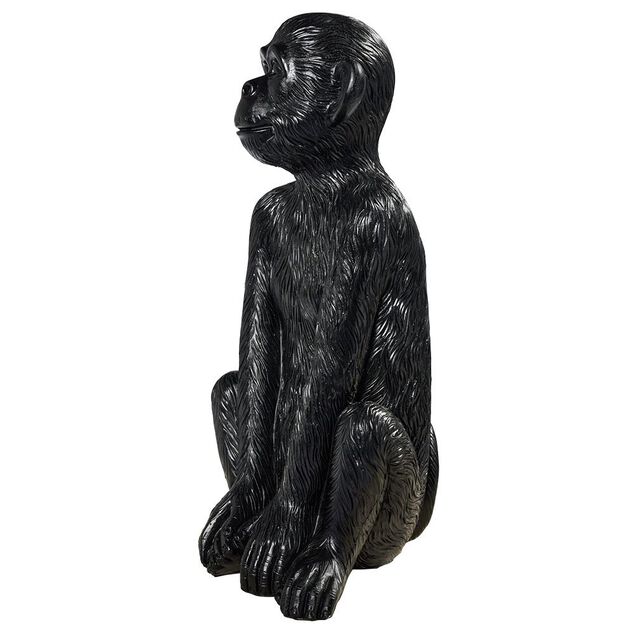 Singe assis d&eacute;co &agrave; poser en r&eacute;sine noir