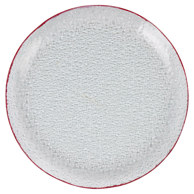 Service vaisselle rond en verre rouge transparent 18 pi&egrave;ces