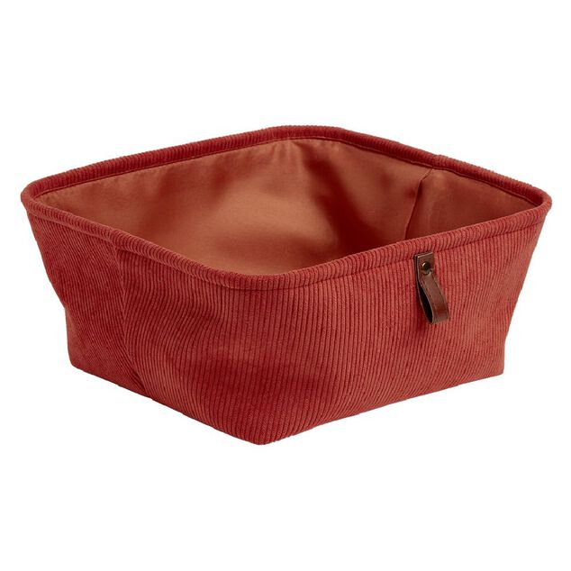 Panière de rangement velours Marron - 31x31xH15 cm