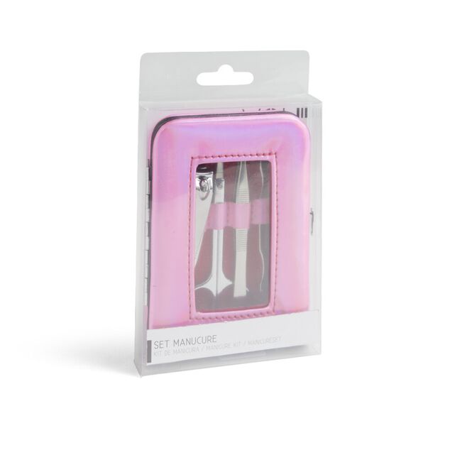 Set manucure 5 pièces avec trousse iridescente - 4 modèles