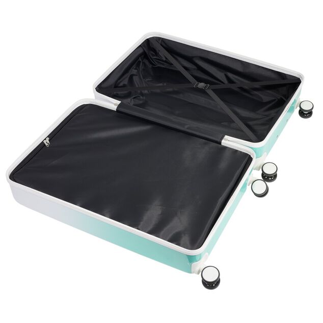 Valise cabine 94L trolley 4 roulettes d&eacute;grad&eacute; bleu et blanc 49,5x29,5xH77,5cm