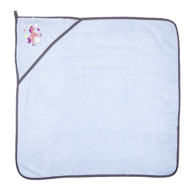 Sortie de bain pour b&eacute;b&eacute; en coton avec broderie et capuche 75x75cm - 2 mod&egrave;les