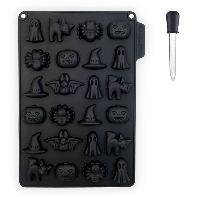 Moule &agrave; bonbons et pipette Halloween noir