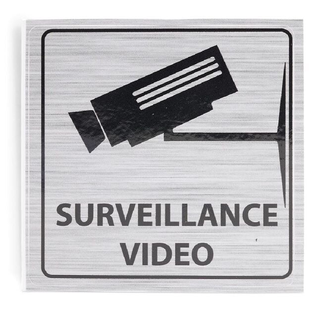 Signal&eacute;tique adh&eacute;sive "Surveillance vid&eacute;o" - 8x8 cm