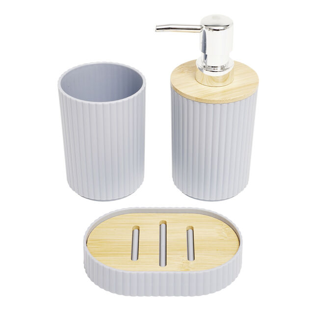 Distributeur savon avec gobelet et porte savon plastique 14x9xH20cm