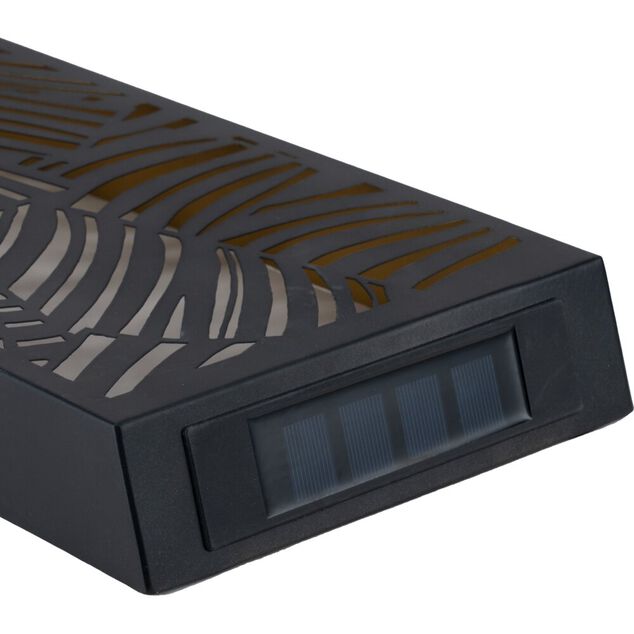 Panneau d&eacute;coratif solaire &agrave; poser m&eacute;tal noir LED blanc chaud 20x5xH61,5cm