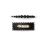 Lot de 2 barrettes &agrave; cheveux dor&eacute;es &agrave; perles noires