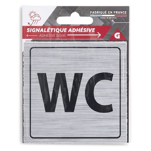 Signal&eacute;tique adh&eacute;sive "WC" - 8x8 cm