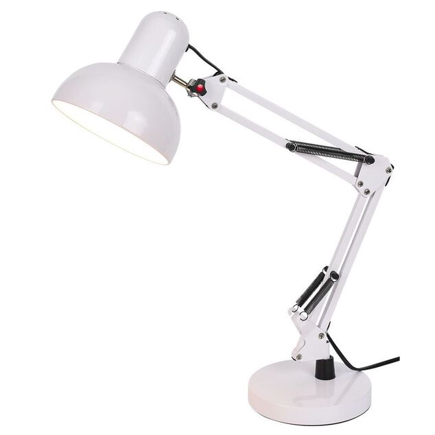 Lampe architecte m&eacute;tal blanc H56cm
