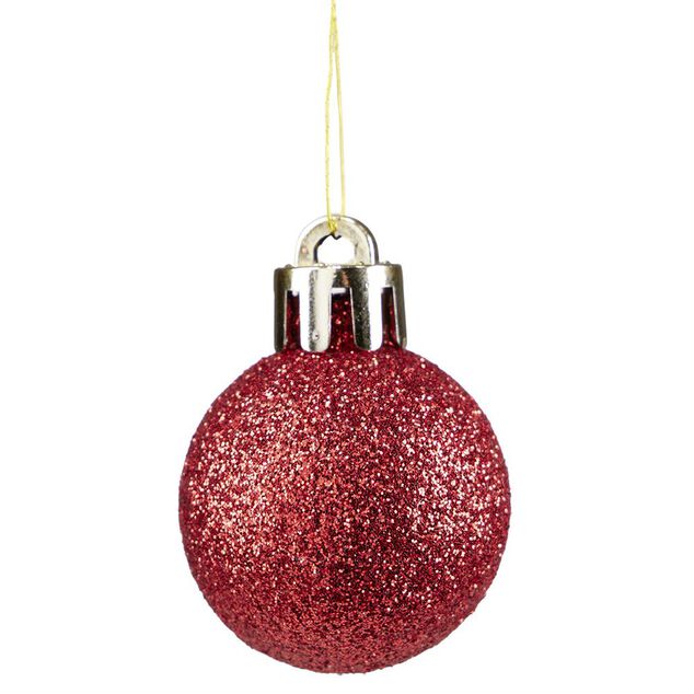 Petite boule de Noël polystyrène rouge Ø3cm x12