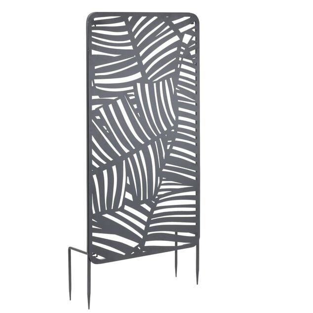 Panneau d&eacute;coratif feuillage ajour&eacute; m&eacute;tal noir 50x90cm