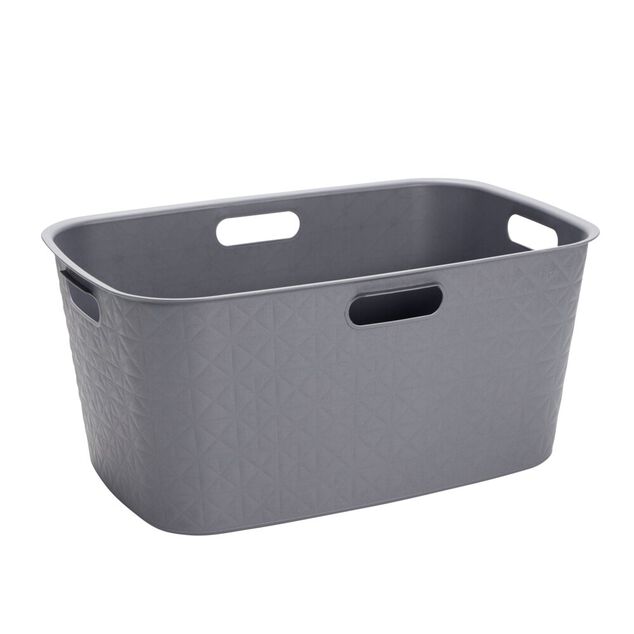 Pani&egrave;re &agrave; linge rectangulaire plastique gris 45L 59x38xH27,5cm