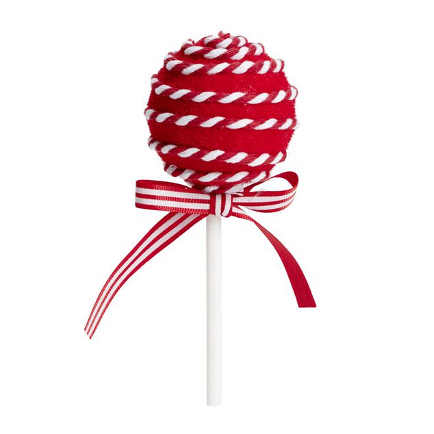 D&eacute;coration de No&euml;l &agrave; suspendre sucette rouge et blanc &Oslash;6xH13cm (2 mod&egrave;les)