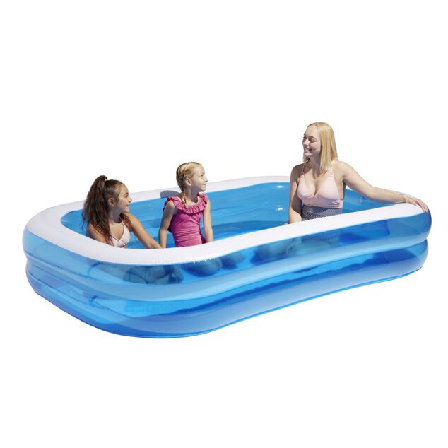 Piscinette rectangulaire Funky plastique bleu 262x175xH50cm