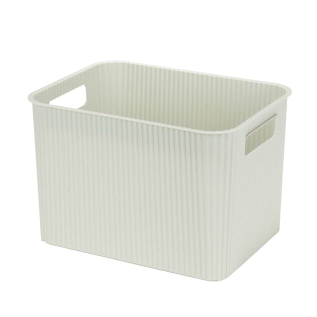 Pani&egrave;re de rangement 14L rectangulaire plastique blanc 35x26,5xH20cm