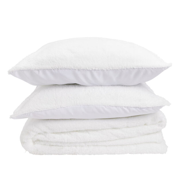 Parure de lit 2 personnes 240x220cm polyester toucher fourrure blanc