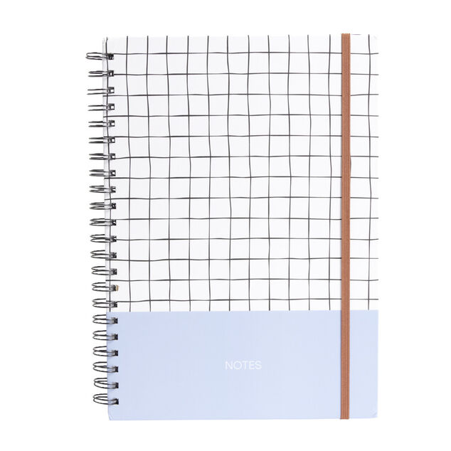 Carnet spirale A4 avec &eacute;lastique 21x29cm couverture quadrill&eacute;e 200 pages