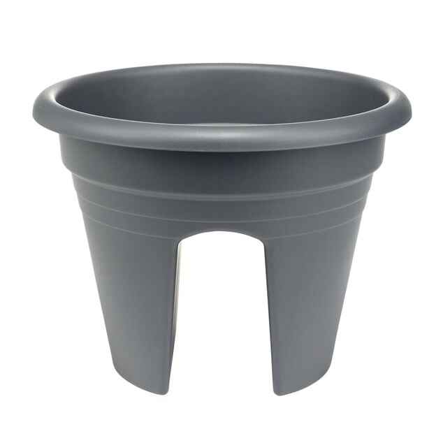 Pot de fleur balcon rond plastique noir &Oslash;29,5xH22,5cm