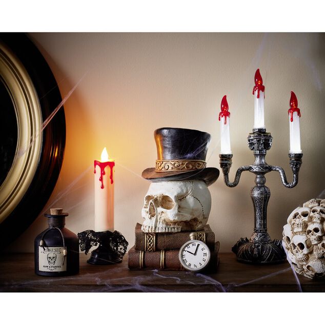 Bougie LED Halloween pilier ensanglant&eacute; &Oslash;7xH23cm