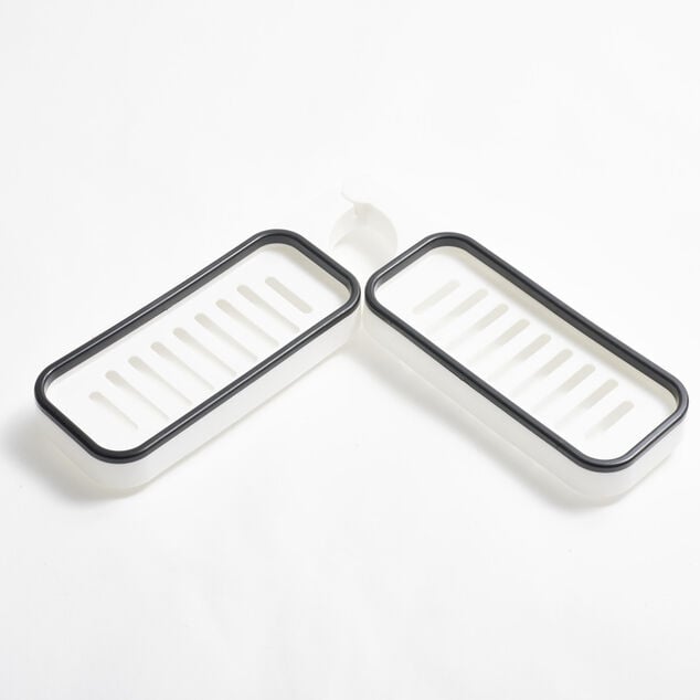 Mini &eacute;tag&egrave;re de robinet salle de bain 2en1 plastique blanc 11x63cm