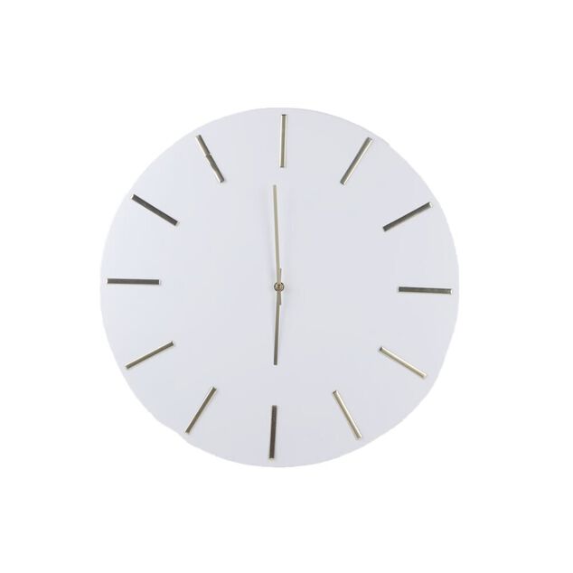 Horloge ronde barres en m&eacute;tal et plastique blanc &Oslash;50cm