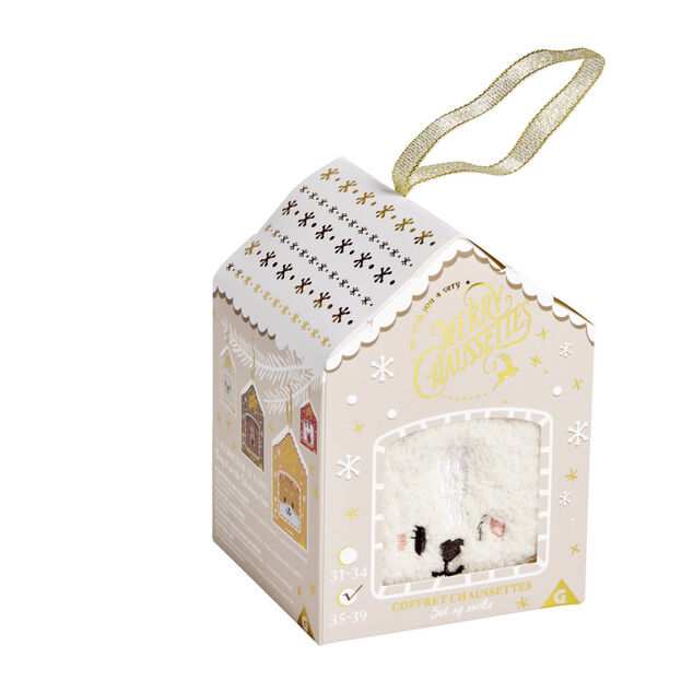 Chaussettes lapin mixte beige et rose TU