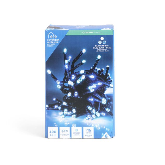 Guirlande lumineuse extérieure 120LED blanc froid/bleu clair/bleu 11,9m