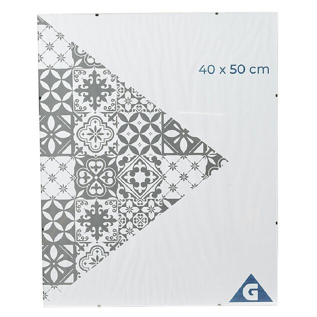 Cadre sous verre contour argent&eacute; 40 x 50 cm