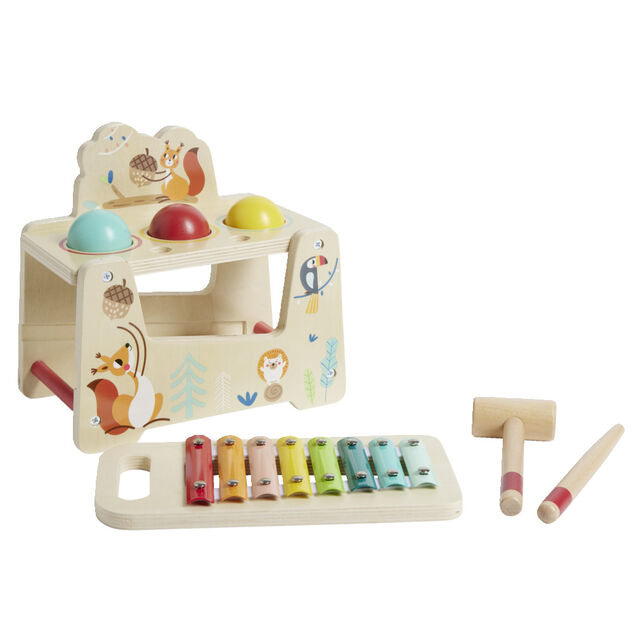 Xylophone marteau 2en1 en bois 7 pi&egrave;ces